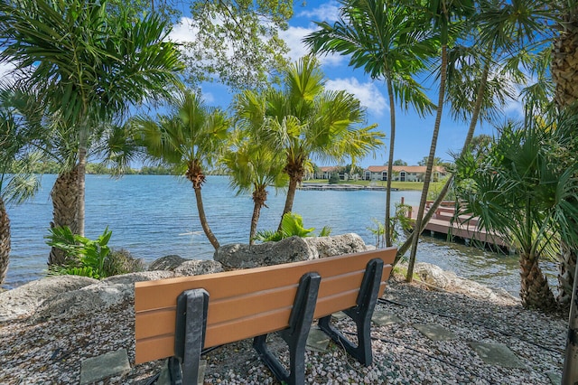 view of property's community with a water view