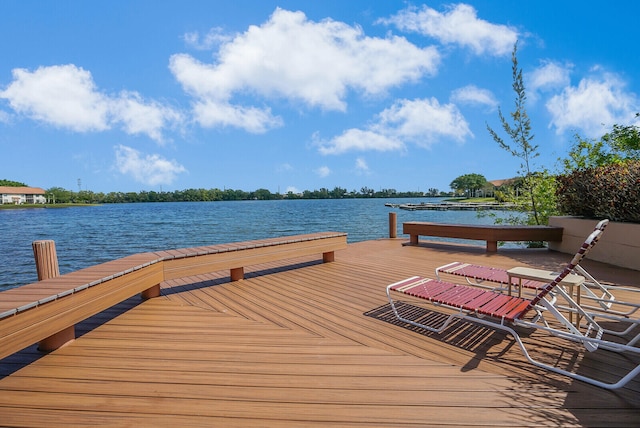 view of dock featuring a water view