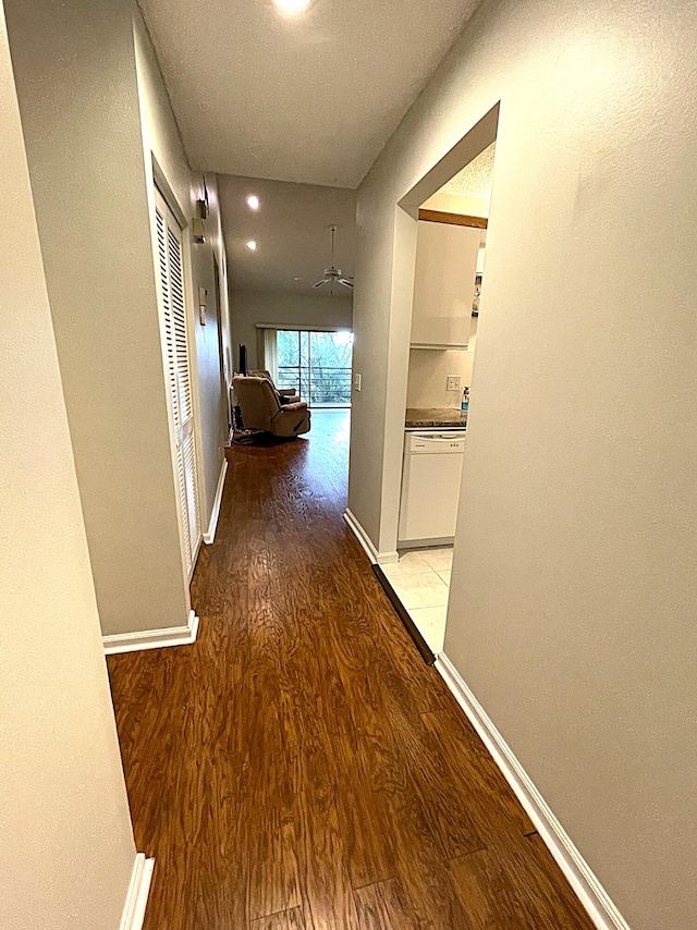 corridor featuring light wood-type flooring