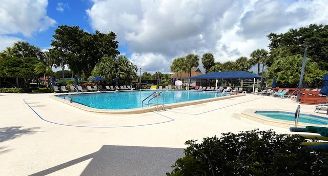 view of pool featuring a patio area