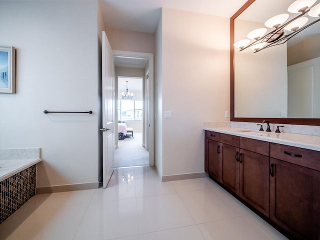 bathroom with vanity and tile patterned floors