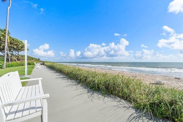 property view of water with a beach view