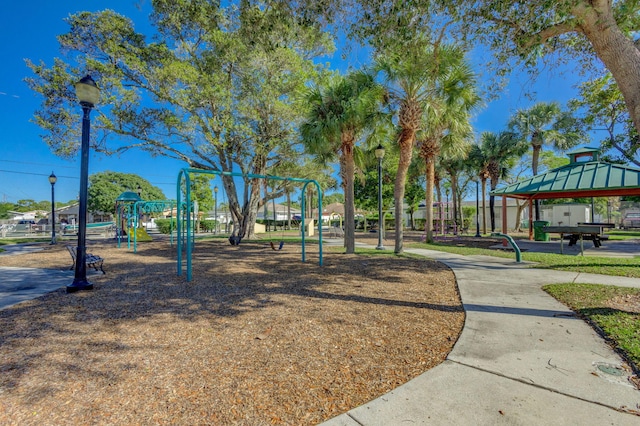 surrounding community with a gazebo and a playground