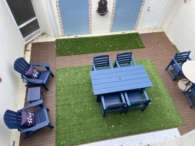 deck featuring a yard