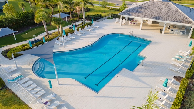 view of pool featuring a patio