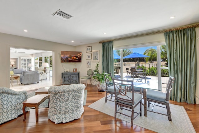 living room with hardwood / wood-style flooring