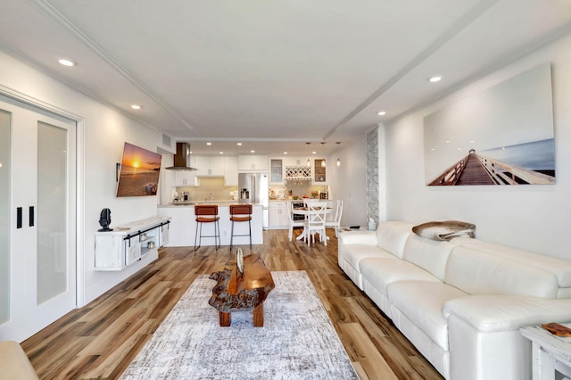 living room featuring light hardwood / wood-style floors