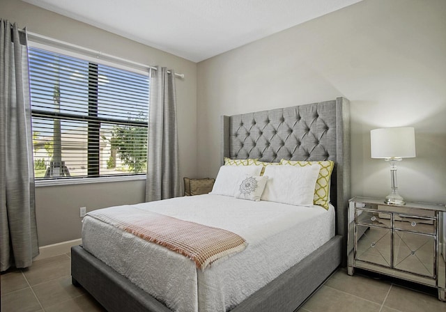 bedroom with tile patterned flooring