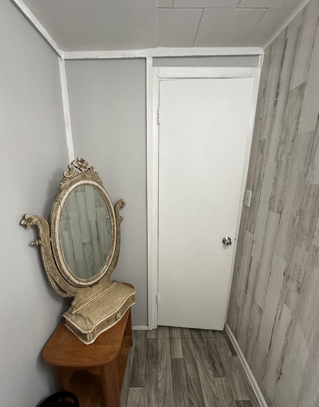 doorway with wood finished floors