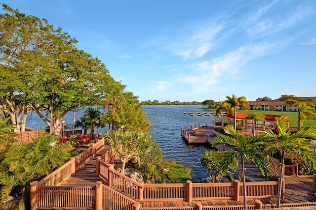 water view featuring a boat dock