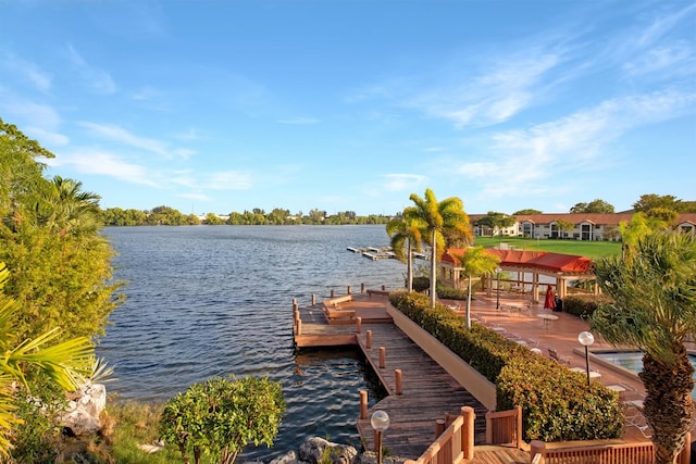 view of dock featuring a water view