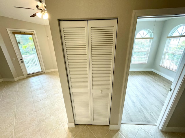 details featuring hardwood / wood-style flooring and ceiling fan