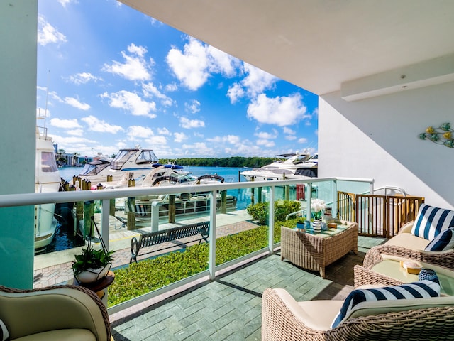 balcony with a water view