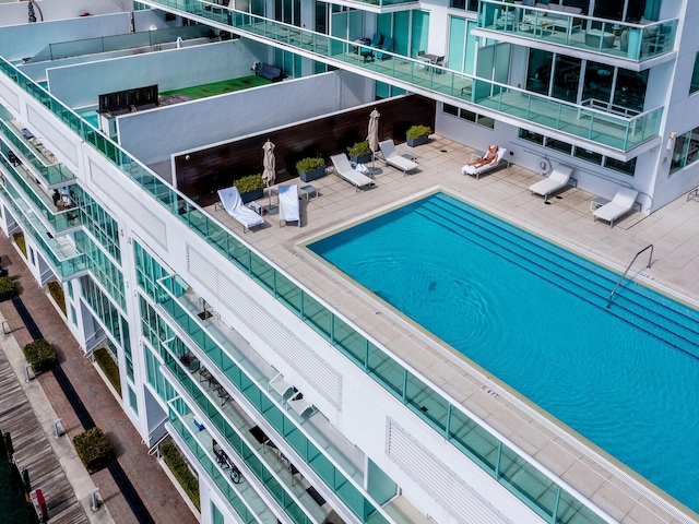 view of pool featuring a patio