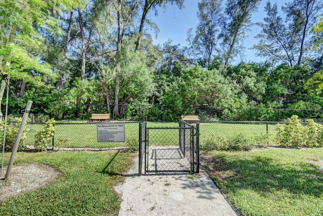 view of gate with a yard