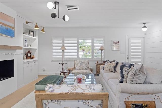 living room featuring light hardwood / wood-style flooring