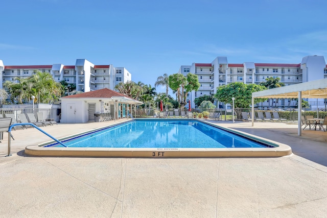 view of pool with a patio area