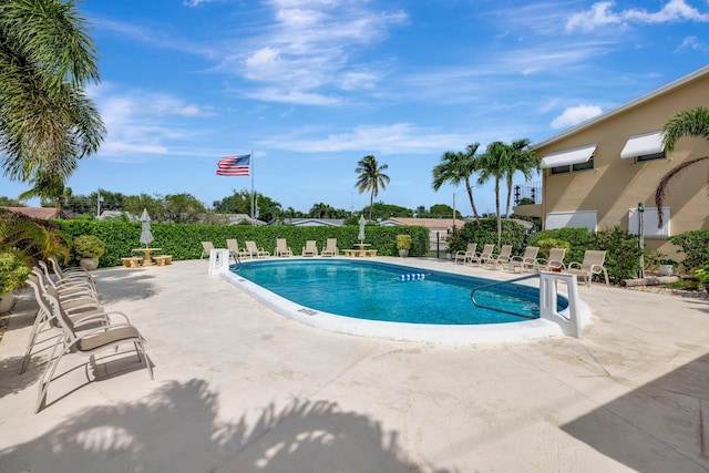 view of pool featuring a patio area