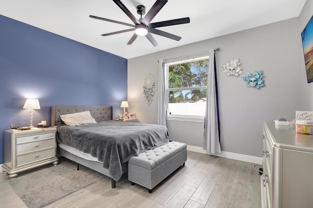 166 Neva Dr, West Palm Beach, FL 33415 - bedroom with light wood-style floors, baseboards, and ceiling fan