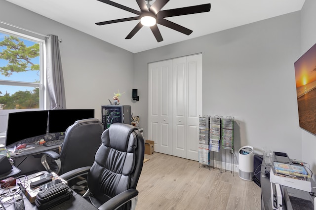 office area featuring light wood-type flooring