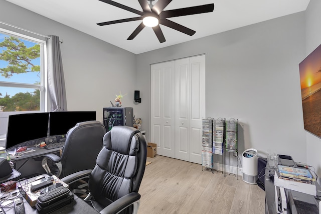 166 Neva Dr, West Palm Beach, FL 33415 - office space featuring ceiling fan and light wood finished floors