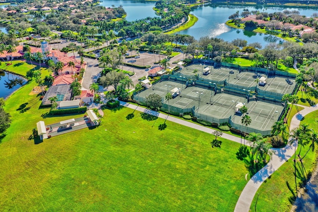 bird's eye view featuring a water view