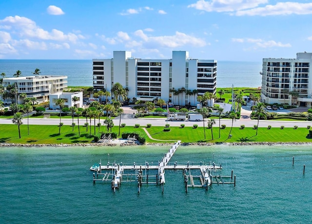 water view with a boat dock