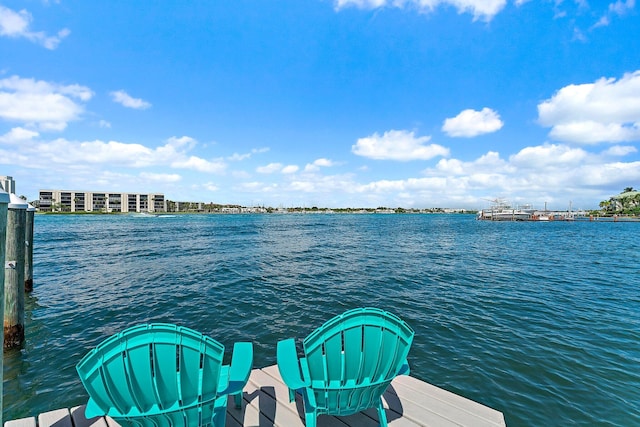 dock area featuring a water view