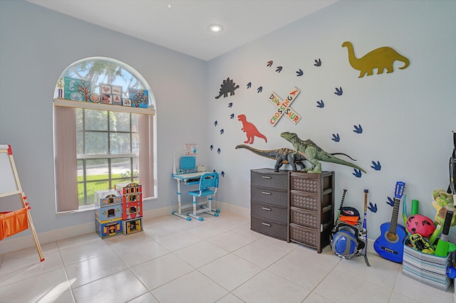 playroom with light tile patterned flooring