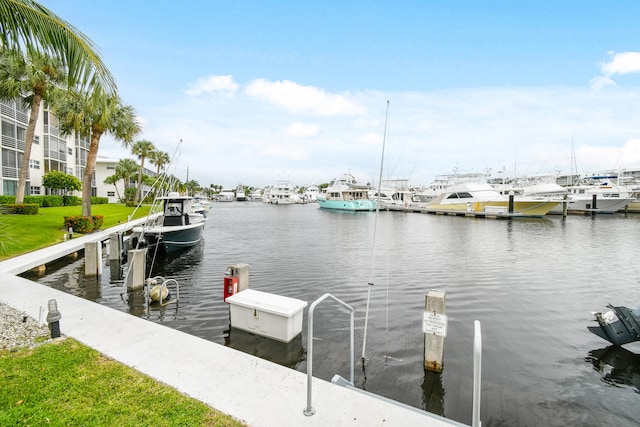 dock area with a water view