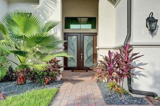 property entrance with french doors