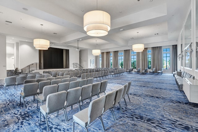 interior space with a raised ceiling