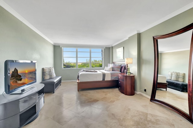 bedroom featuring crown molding