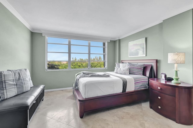 bedroom featuring crown molding