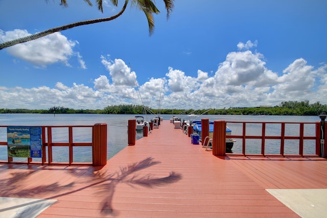 view of dock featuring a water view