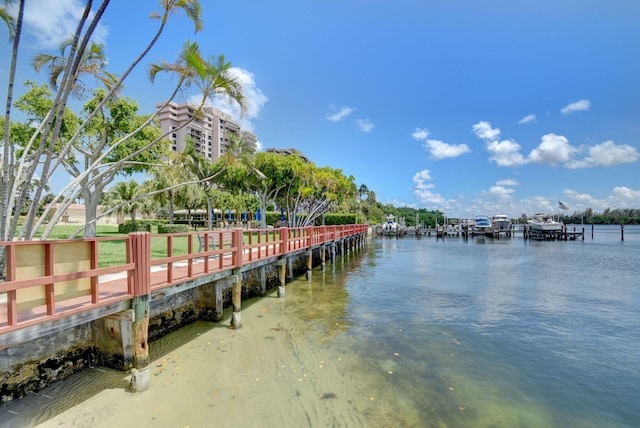 view of dock featuring a water view