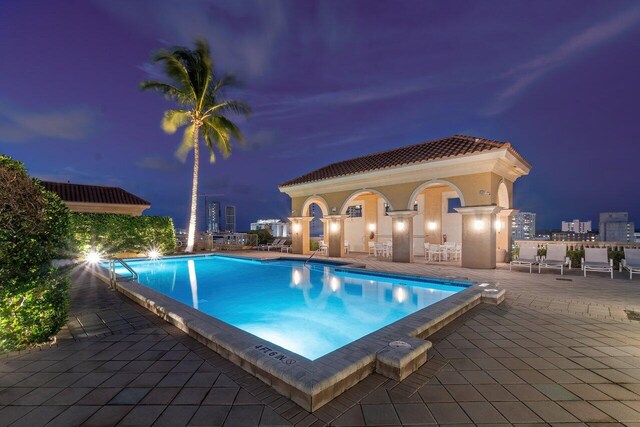 view of swimming pool with a patio