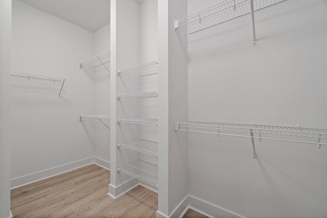 walk in closet with hardwood / wood-style flooring