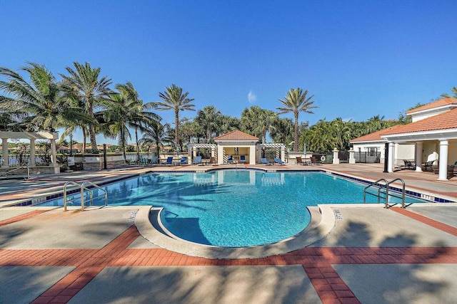 view of pool featuring a patio area