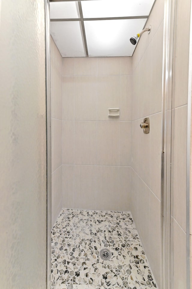 bathroom featuring a tile shower