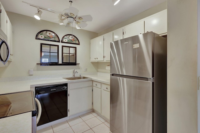 2109 SE Wayne Rd Unit 2109, Stuart, FL 34994 - kitchen featuring freestanding refrigerator, dishwasher, a sink, electric stove, and a ceiling fan