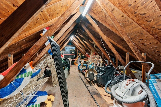 view of unfinished attic