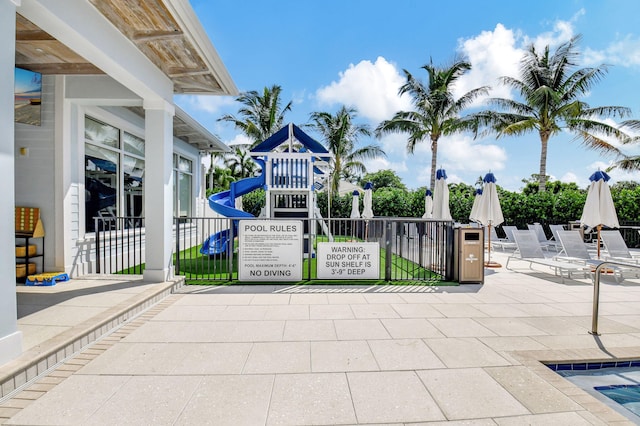 exterior space featuring a playground