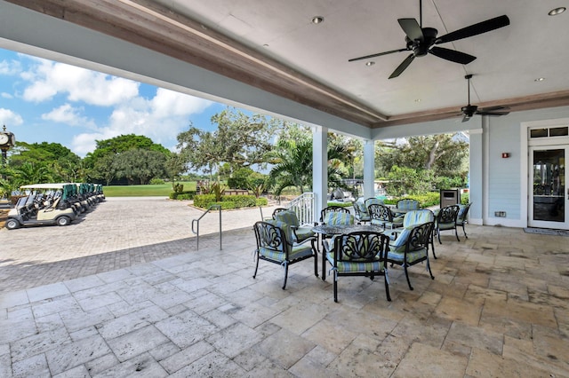 view of patio / terrace with ceiling fan