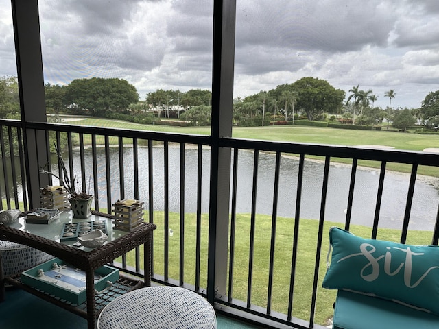 balcony with a water view