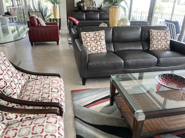 view of tiled living room