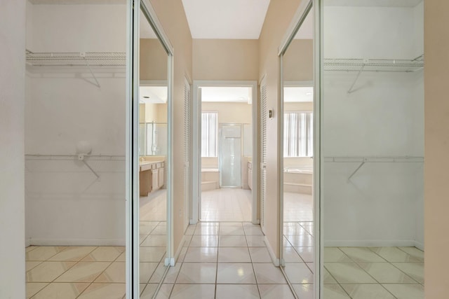 interior space with tile patterned floors