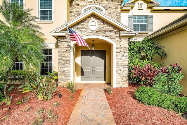 doorway to property with french doors