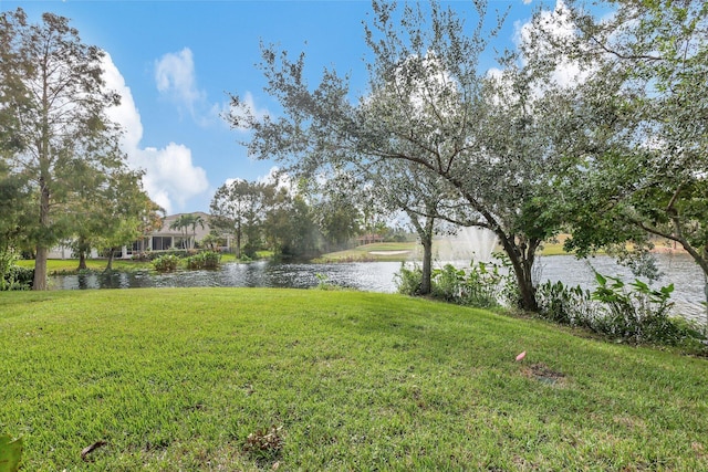 view of yard featuring a water view