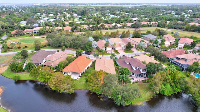 bird's eye view featuring a water view